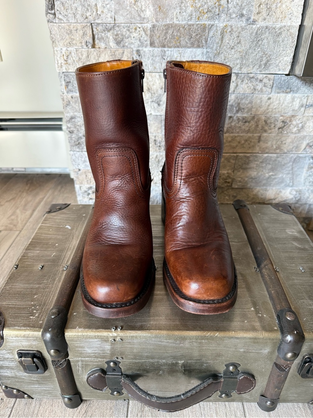 Vintage Frye Campus Short Brown Leather Boots Made in USA